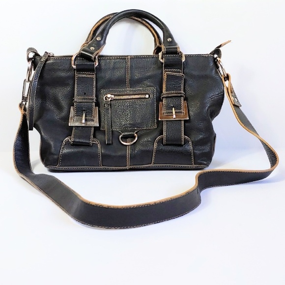 By Fortuna Valentina Handbags - Fortuna Valentino| Black Leather Satchel Boho